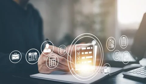 Online documentation database and document management system concept, Busines Stock Photos