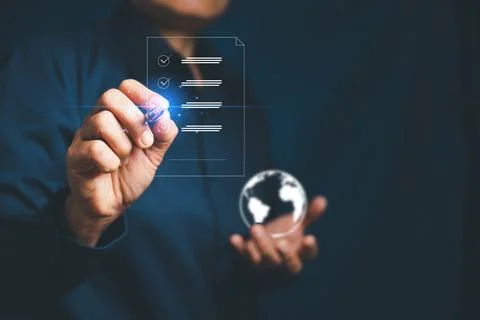 Online documentation database and process document electronic automation pl.. Stockfoto's