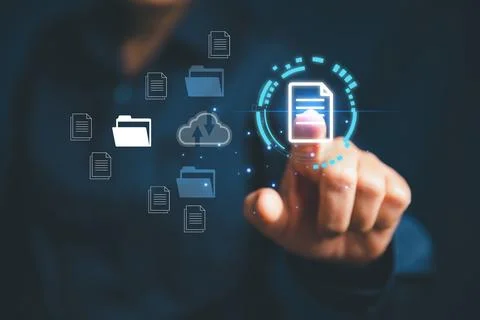 Online documentation database and process document electronic automation pl.. Stock Photos