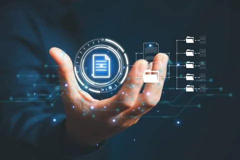 Online documentation database and process document electronic automation pl.. Stock Photos