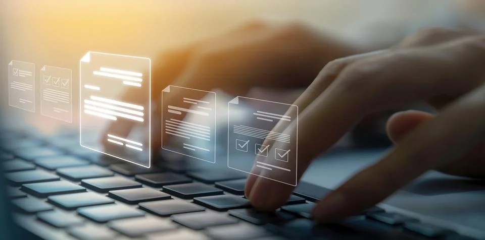 Online Documents Management Streamlining Workflows EIDE Foto stock