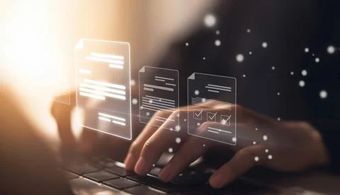 Online Documents Management Streamlining Workflows EIDE Foto stock