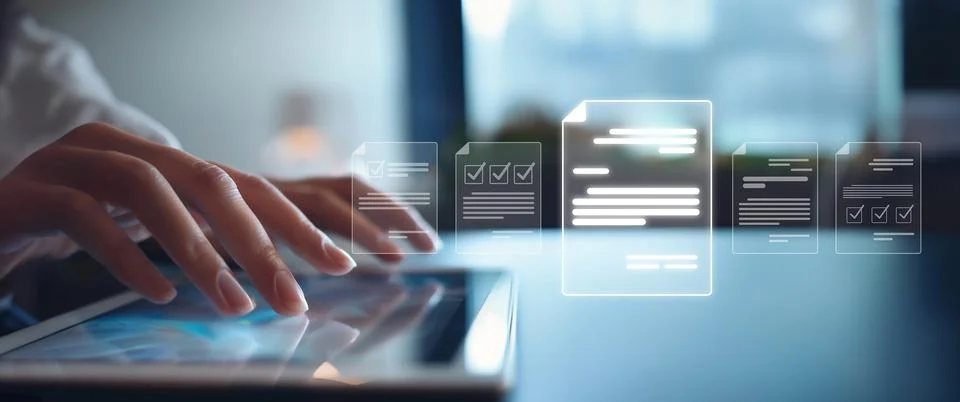 Online Documents Management Streamlining Workflows EIDE Stock Photos