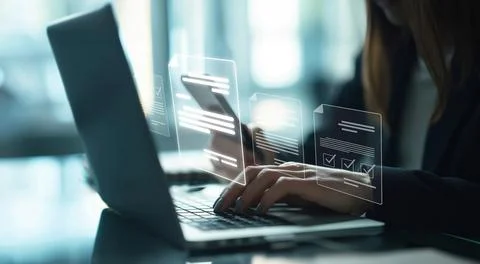 Online Documents Management Streamlining Workflows EIDE 스톡 사진