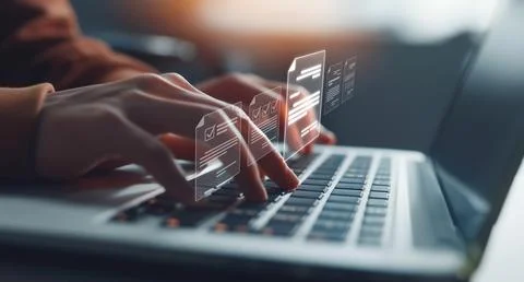 Online Documents Management Streamlining Workflows EIDE Foto stock