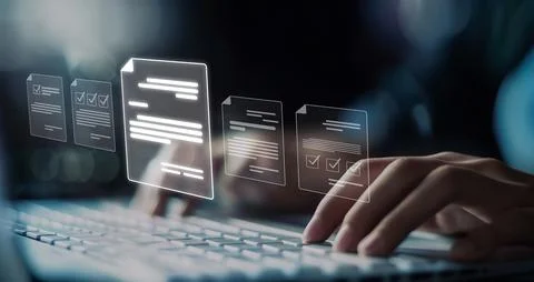 Online Documents Management Streamlining Workflows EIDE Foto stock