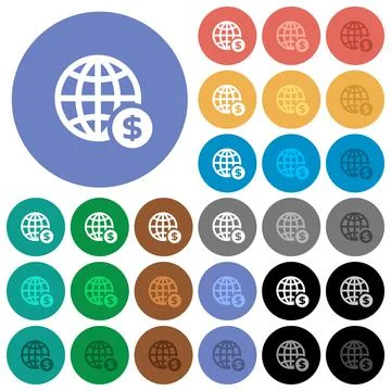 Online Dollar payment round flat multi colored icons Stock Illustration