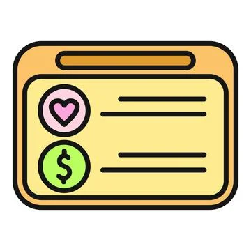 Online donation application screen with heart and dollar symbols Illustration