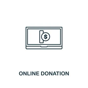 Online Donation outline icon. Thin line element from crowdfunding icons Stock Illustration