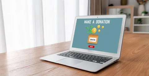 Online donation platform offer modish money sending system Stock Photos