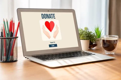 Online donation platform offer modish money sending system Stock Photos