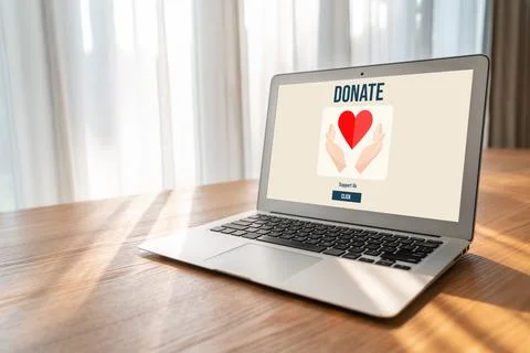 Online donation platform offer modish money sending system Stock Photos