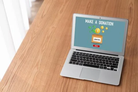 Online donation platform offer modish money sending system Stock Photos