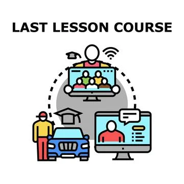 Online driving course completing final lesson concept Ilustración de archivo