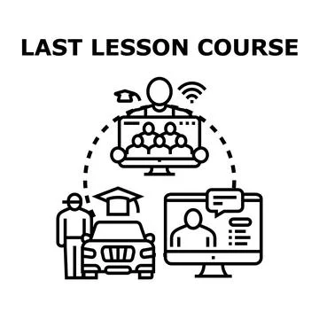Online driving course completing final lesson concept Stock Illustration