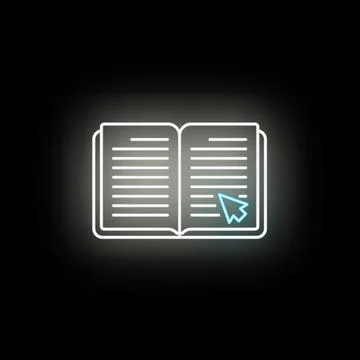 Online e book library learning technology neon icon 스톡 일러스트