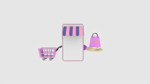 Online E-commerce and shopping mobile application 3d animation loop copy sp.. Stock Footage 297649276