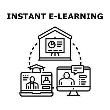 Online e learning education concept digital distant course Stock Illustration