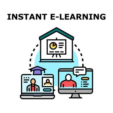 Online e learning education concept digital distant course Stock Illustration