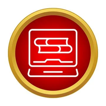 Online e learning library laptop digital education icon Stock Illustration