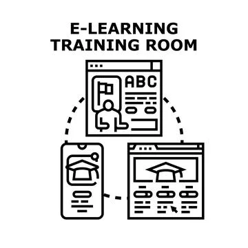 Online e learning platform connecting remote training programs Illustrazione stock