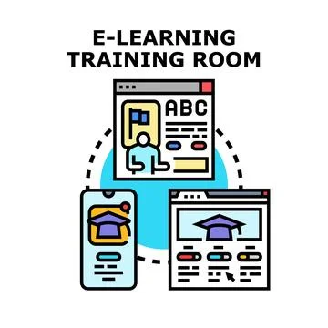 Online e learning platform connecting remote training programs Stock Illustration