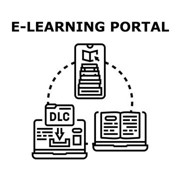 Online e learning portal with digital content access 스톡 일러스트