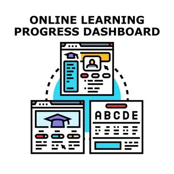 Online e learning progress dashboard data management 库存插图
