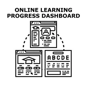 Online e learning progress dashboard data management Stock Illustration