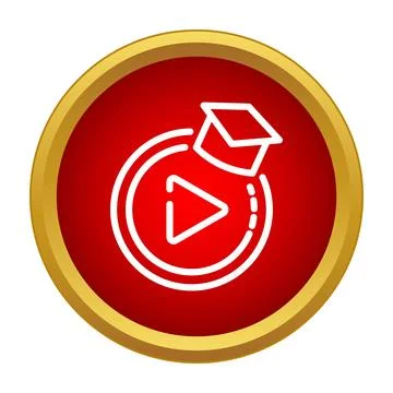Online e learning video tutorial with graduation cap icon Stock Illustration