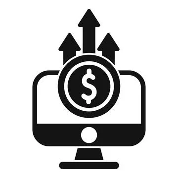 Online earning increasing with upward trending arrows on computer screen Stock Illustration