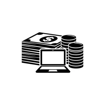 Online Earnings Money Stack Laptop Icon Stock Illustration