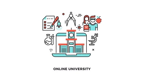 Online edu or e-learning school video animation logo Stock Footage 66662037