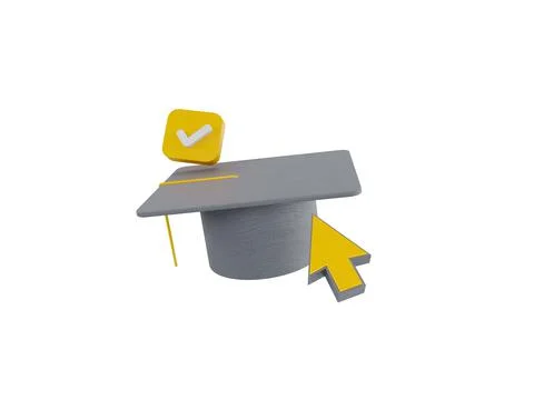 Online education 3d icons. e-book, online lecture, curriculum, gray - yellow Stock Illustration