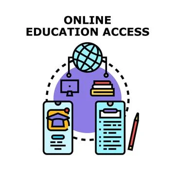 Online education access concept remote learning system Illustrazione stock