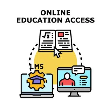 Online education access integrating learning management system 스톡 일러스트