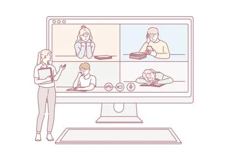 Online education and class concept Stock Illustration