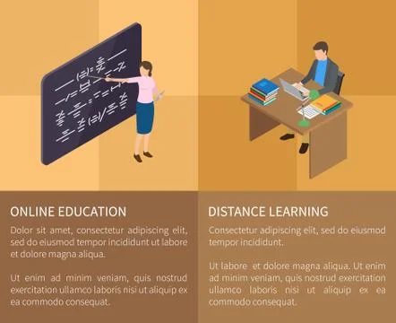 Online Education and Distance Learning Poster Stock Illustration