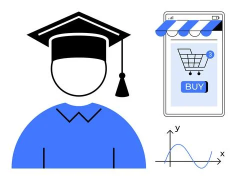 Online Education and E-commerce Integration Simplifying Learning and Shopping イラスト素材