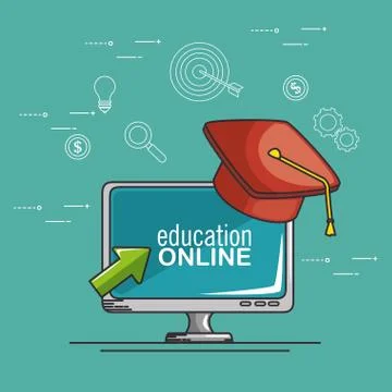 Online education and e-learning concept Stock Illustration