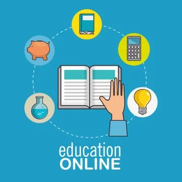 Online education and e-learning concept Illustrazione stock