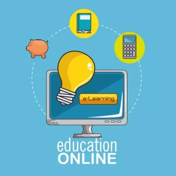 Online education and e-learning concept Illustrazione stock