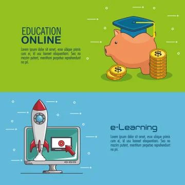 Online education and e-learning concept 스톡 일러스트