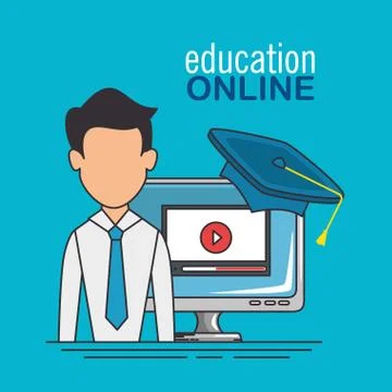 Online education and e-learning concept Illustrazione stock