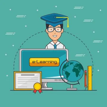 Online education and e-learning concept Stock Illustration