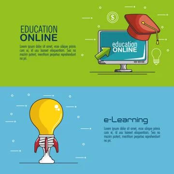 Online education and e-learning concept Stock Illustration