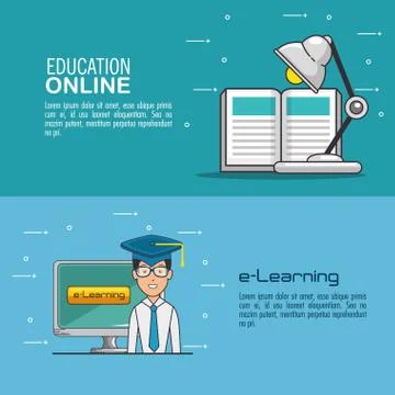 Online education and e-learning concept Stock Illustration