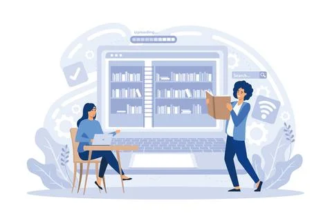 Online education and E-learning at home with online video training concept... Stock Illustration