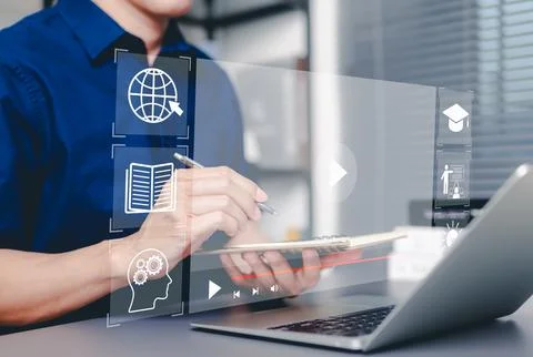 Online education and e-learning concept. Stock Photos