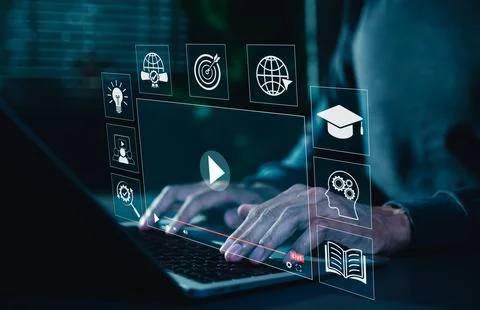 Online education and e-learning concept. Stock Photos